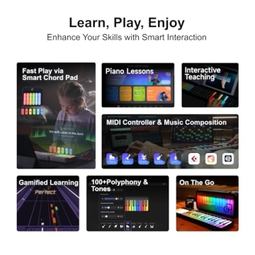 PopuPiano Smart Keyboard with Light-Up Keys & Free Lessons