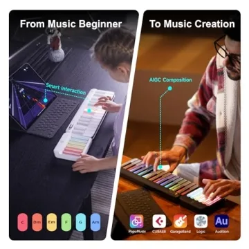 PopuPiano Smart Keyboard with Light-Up Keys & Free Lessons