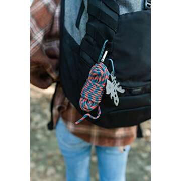 ust 30 Foot ParaTinder Utility Cord with Heavy Duty Paracord and Flammable Thread Core for Emergency, Hiking, Camping, Backpacking or Outdoor Survival, Orange/Grey, One Size (20-02795)