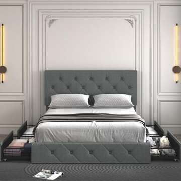 Stylish Wancla Full Size Bed Frame with Storage Drawers