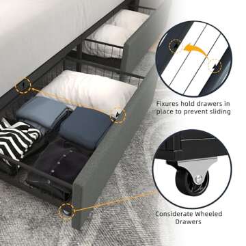 Stylish Wancla Full Size Bed Frame with Storage Drawers