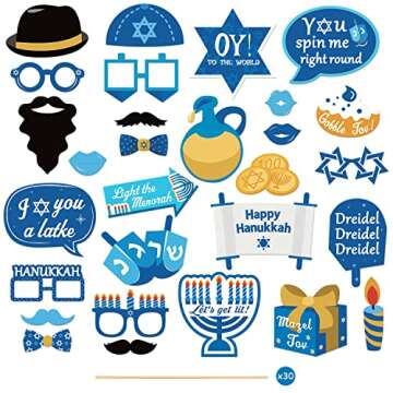 29Pcs Hanukkah Photo Booth Props Happy Hanukkah Party Decorations Chanukah Party Favor for Holiday P...