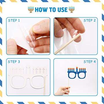 29Pcs Hanukkah Photo Booth Props Happy Hanukkah Party Decorations Chanukah Party Favor for Holiday Party, Blue Illumination Party Supplies