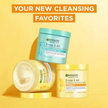 Garnier Erase It All Makeup Cleansing Balm with Vitamin C, Brightening Facial Cleanser and Makeup Remover, 4.2 Oz