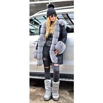 Aoxwomens Women’s Winter Spring Fleece Long Coat Fall Fuzzy Trench Jacket Snow Windbreaker with Fluffy Hood (Small, Black 7008)