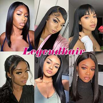 Legendhair Glueless V Part Wig Human Hair Straight Brazilian Virgin Human Hair Wigs for Black Women Upgrade U Part Human Hair Wig Full Head Clip In Half Wig No Leave Out U Part Wig 180% Density 24Inch