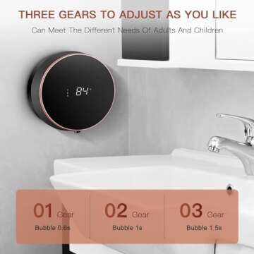 Automatic Soap Dispenser Foaming Hand Free Wall Mount, LED Temperature Display, USB Rechargeable Tou...