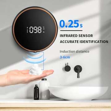 Automatic Soap Dispenser Foaming Hand Free Wall Mount, LED Temperature Display, USB Rechargeable Touchless and Smart Electric Dispenser for Wall, Bathroom, Kitchen,Commercia