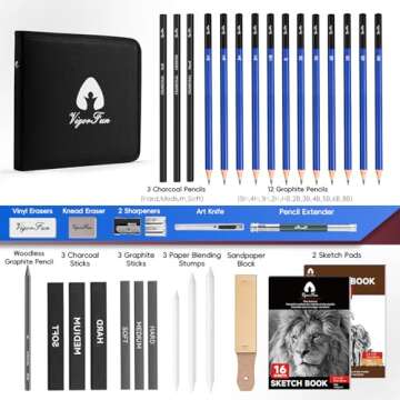 Art Supplies, Sketching & Drawing Pencils Art Kit with 2 Sketch Pads , Professional Artists Drawing ...