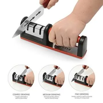 3-Stage Kitchen Knife Sharpener for All Knife Types - Quick Sharpening