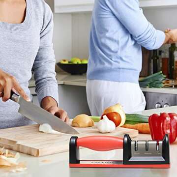 3-Stage Kitchen Knife Sharpener for All Knife Types - Quick Sharpening