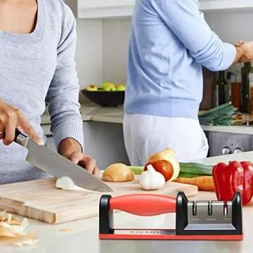 3-Stage Kitchen Knife Sharpener for All Knife Types - Quick Sharpening