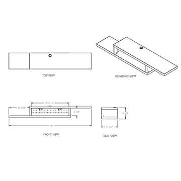 Martin Furniture Asymmetrical Floating Wall Mounted TV Console