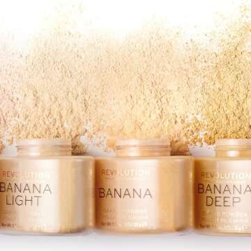 Revolution Beauty, Loose Baking Powder, Makeup Setting Powder, Long Lasting Coverage, Mattifies & Reduces Shine, Banana Light, 1.13 Oz