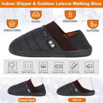 Heated Slippers, BIAL Unisex Electric Heating Pad for Feet, Rechargeable Battery Sheos Winter Slippers Cordless Heat Foot Warmer Cozy Shoes Cold Weather Camping Slippers for Men Women