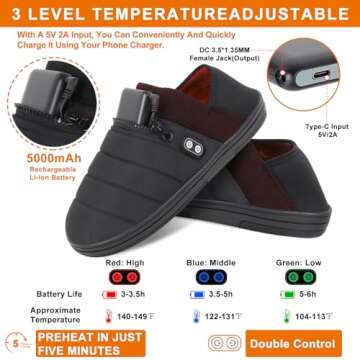 Heated Slippers, BIAL Unisex Electric Heating Pad for Feet, Rechargeable Battery Sheos Winter Slippers Cordless Heat Foot Warmer Cozy Shoes Cold Weather Camping Slippers for Men Women