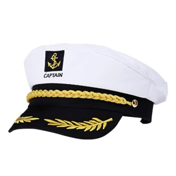 Captain Yacht Hat Cap Costume Hat Sailor Marine Admiral Hat for Halloween Costume Accessory, 8.6 x 6...