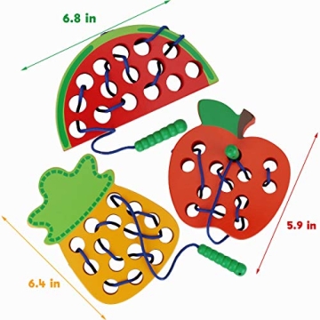 Aitey Wooden Lacing Toy Set for Toddlers - Travel Fun