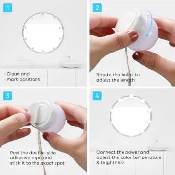 Consciot LED Vanity Lights For Mirror, Hollywood Style Vanity Lights With 10 Dimmable Bulbs, Adjustable Color & Brightness, USB Cable, Mirror Lights Stick on for Makeup Table Dressing Room, White