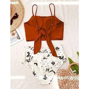 Avanova Women's Halter Ruffle High Waisted Bikini Two Piece Swimsuits Bathing Suits (L, S09 Red)