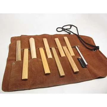 Agate Burnishers - 10 pc Set - Includes Leather Tool Roll - Bezel Gold Silver Leaf Tools for Bookbin...