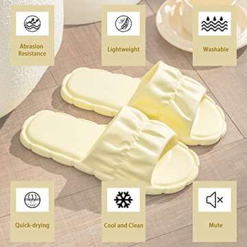 Jbciuds Shower Slippers for Women - Waterproof Comfy Slides