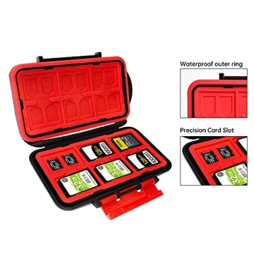 LYNCA 36 Slots Memory Card Case Holder Water-Resistant Anti-Shock Carrying Case for 24 TF and 12 SD Cards Storage Box