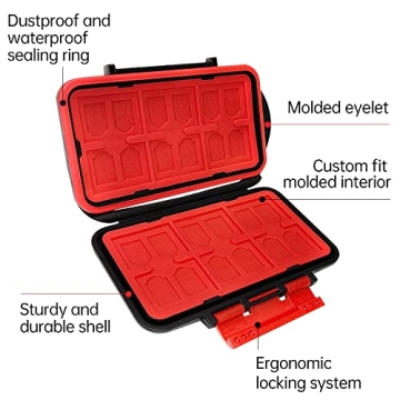 LYNCA 36 Slots Memory Card Case Holder Water-Resistant Anti-Shock Carrying Case for 24 TF and 12 SD Cards Storage Box