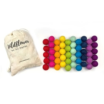 Vibrant 100% Handmade Wool Felt Pom Poms Set of 50