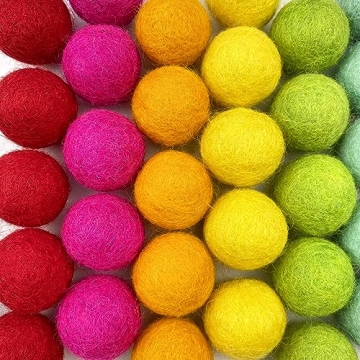 Vibrant 100% Handmade Wool Felt Pom Poms Set of 50