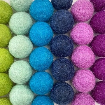 Vibrant 100% Handmade Wool Felt Pom Poms Set of 50