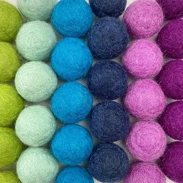 Vibrant 100% Handmade Wool Felt Pom Poms Set of 50