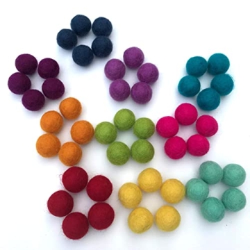 Vibrant 100% Handmade Wool Felt Pom Poms Set of 50