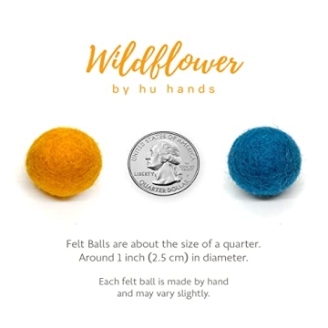 Vibrant 100% Handmade Wool Felt Pom Poms Set of 50