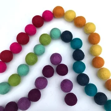 Vibrant 100% Handmade Wool Felt Pom Poms Set of 50