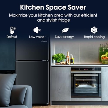 Anypro 3.2 Cu.Ft Double-Door Fridge with Freezer - Perfect for Studio Apartments, Dorms, and Offices