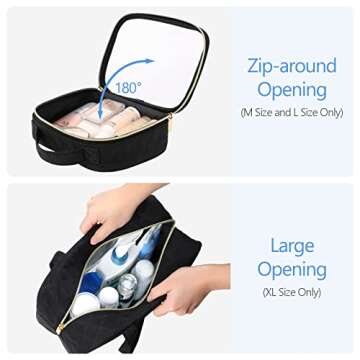 PACKISM Clear Toiletry Bags - 3 Pack Clear Makeup Bags with Handle Large Opening, Waterproof Clear Cosmetic Bags Fit Carry-on Travel Essentials, Travel Accessories Clear Travel Bags, Black