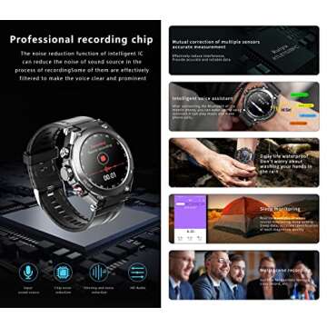 T92 Smart Watch with Earbuds MP3 Bluetooth Headset 3 in 1 1.28 Inch Smartwatch Built-in Wireless Earbuds Speaker Round Fitness Tracker Music Body Health Monitor (Black)