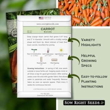 Sow Right Seeds - Kuroda Carrot Carrot Seed for Planting - Non-GMO Heirloom Packet with Instructions...