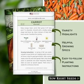 Sow Right Seeds - Kuroda Carrot Carrot Seed for Planting - Non-GMO Heirloom Packet with Instructions...