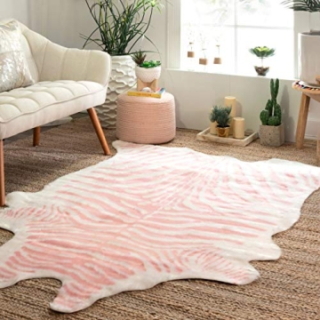 nuLOOM Alyssa Faux Zebra Cowhide Rug - Chic Pink Design