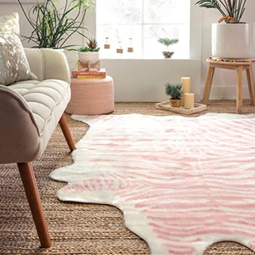 nuLOOM Alyssa Faux Zebra Cowhide Rug - Chic Pink Design