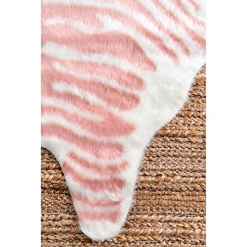 nuLOOM Alyssa Faux Zebra Cowhide Rug - Chic Pink Design