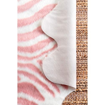 nuLOOM Alyssa Faux Zebra Cowhide Rug - Chic Pink Design