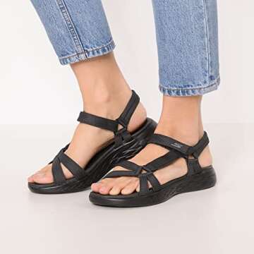 Skechers womens On-the-go 600 - Brilliancy Sport Sandal, Black, 8 US