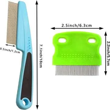 2 Pcs Pet Grooming Combs - Flea and Lice Remover for Dogs, Cats, and Small Pets (Blue and Green)