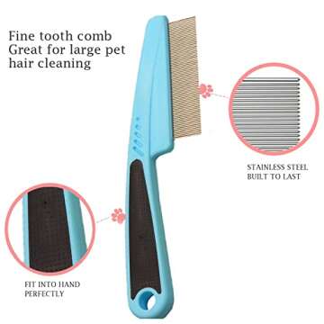 2 Pcs Pet Grooming Combs - Flea and Lice Remover for Dogs, Cats, and Small Pets (Blue and Green)