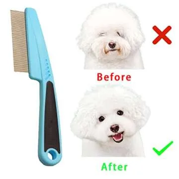 2 Pcs Pet Grooming Combs - Flea and Lice Remover for Dogs, Cats, and Small Pets (Blue and Green)