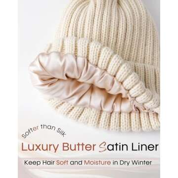 FURTALK Women's Winter Beanie Hat - Satin Lined Pom Pom 10 Colors