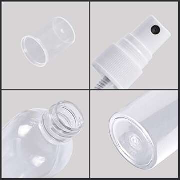 12PCS 80ml/2.7ounce Spray Bottles with 2 Funnels, Fine Mist Clear Spray Bottles Portable Refillable Mini Travel Bottles Liquid Containers for Make-Up Cosmetic Makeup